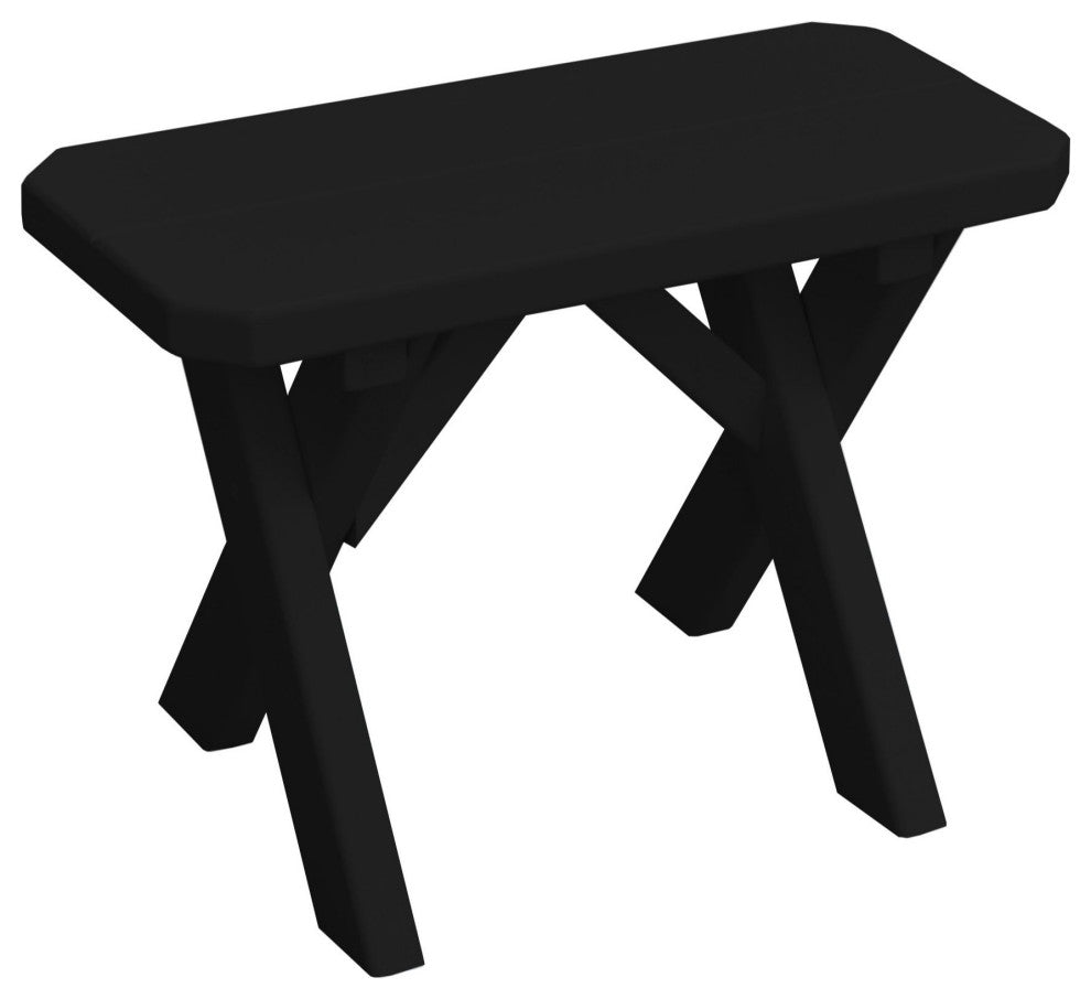 Pine Cross-Leg Bench, Black, 2 Foot