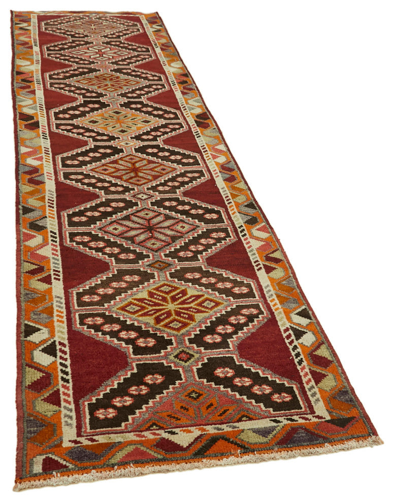 Rug N Carpet - Hand-knotted Turkish 2' 11" x 12' 8" Vintage Runner Rug