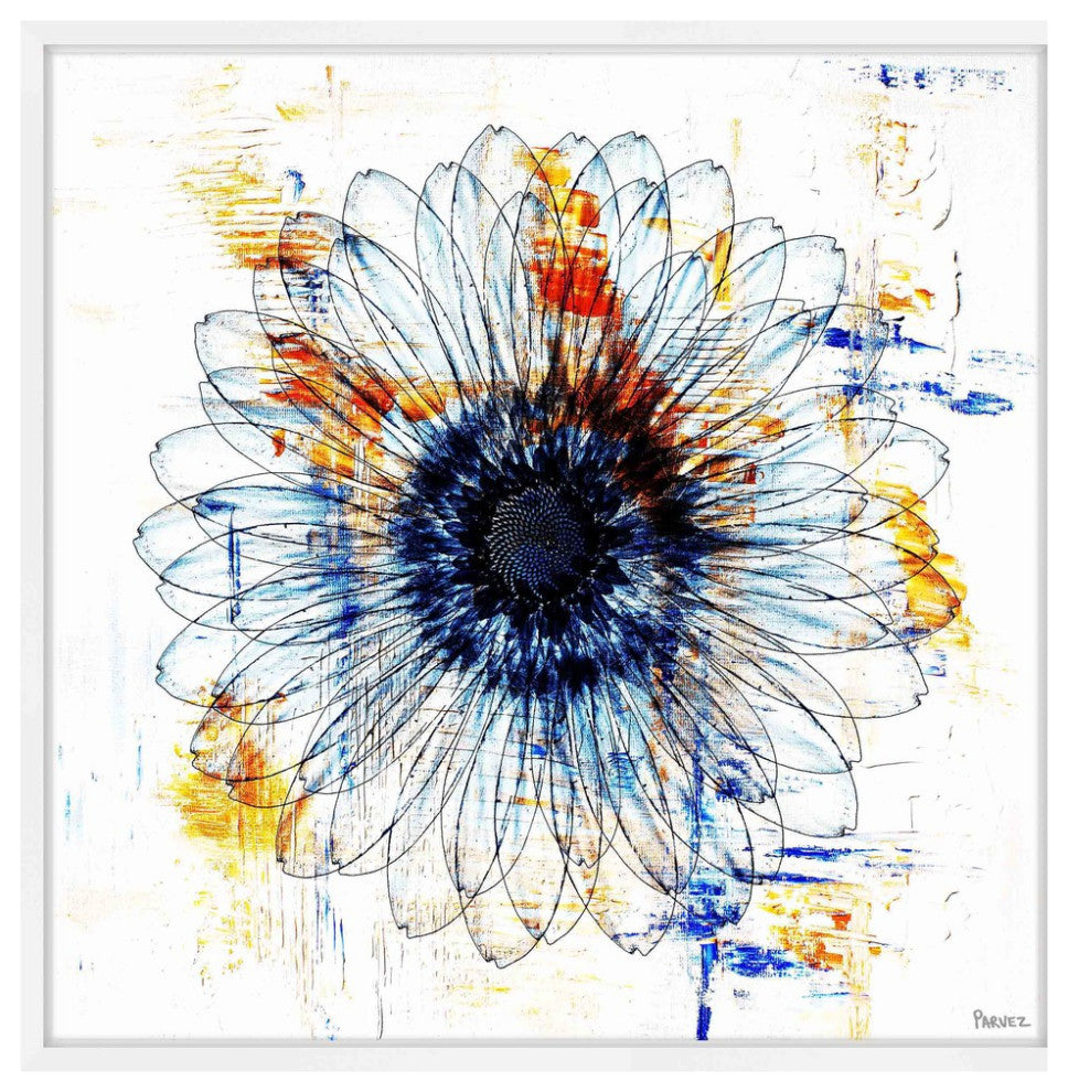 Parvez Taj "Stencil Flower" Framed Painting Print, 18"x18"