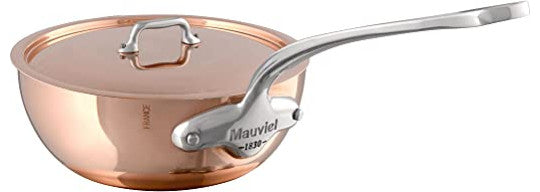 Mauviel M''150 S Copper Saute Pan, Lid and Cast Stainless Steel Handle, 2.1 Qt