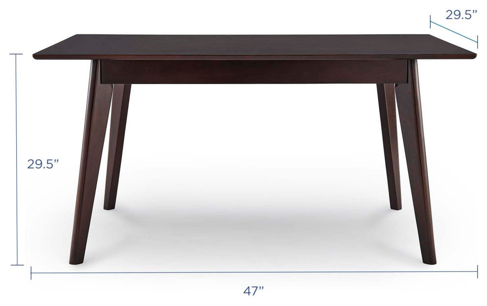 Dining Table, Rectangular, Wood, Drak Brown, Modern, Cafe Bistro Restaurant