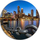 Boston Skyline At Dusk, Cityscape Photo Large Disc Metal Wall Art, 11"