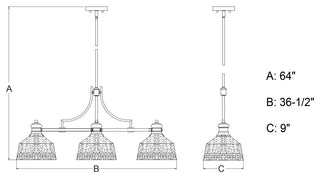 Beloit 3L Black Farmhouse Linear Chandelier Island Pendant Light Fixture