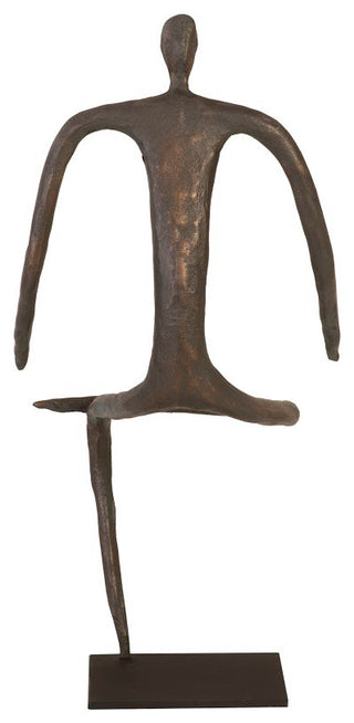 Abstract Figure on Metal Base, Bronze Finish, Leg Folded