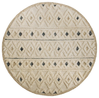 Tufted Geometric Diamonds and Stripes Round Rug, 4' Round