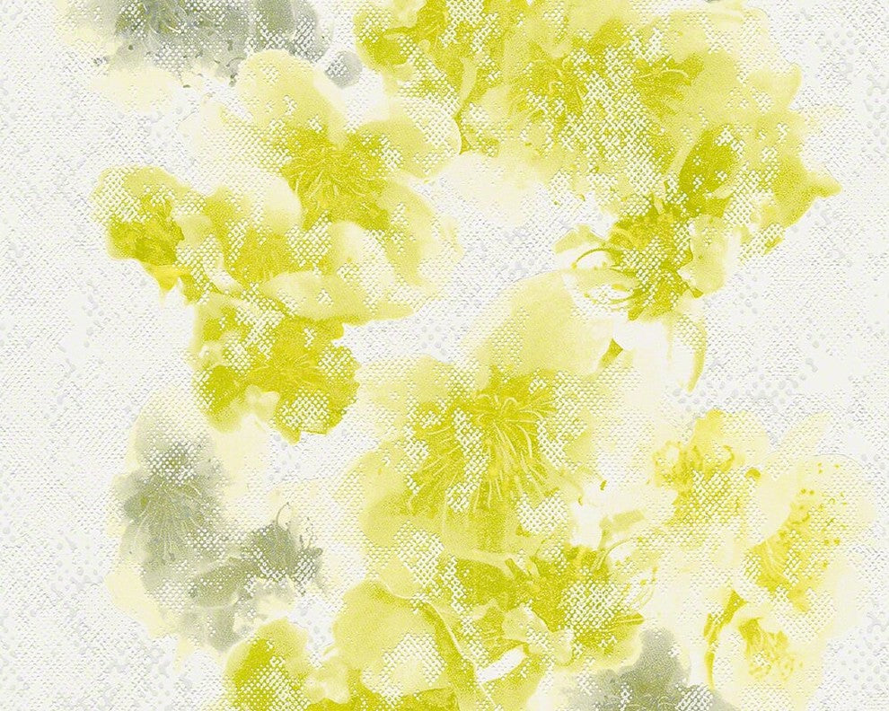 Metropolis, Urban Graphic Stripes Floral Textured Plain White Wallpaper Sample