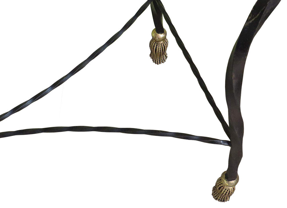 Black Gold Iron Swag Tassel Console Table Ornate Marble Metal Sofa Rope 36"