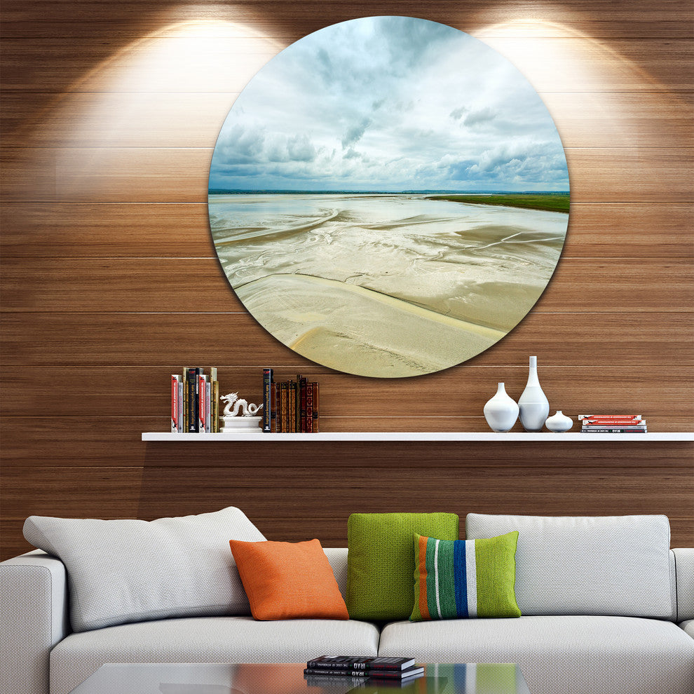 Low Tide In Mont Saint Normandy, Landscape Disc Metal Wall Art, 11"