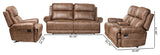 Buckley Light Brown Faux Leather Upholstered 3-Piece Reclining Living Room Set