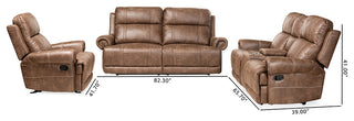 Buckley Light Brown Faux Leather Upholstered 3-Piece Reclining Living Room Set