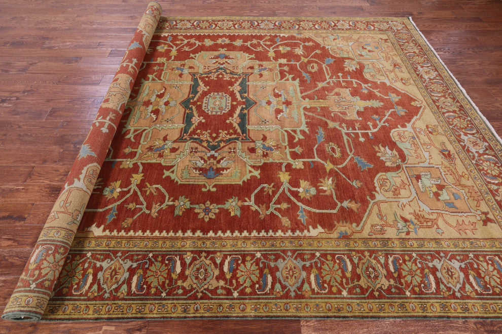 8' 10" X 11' 11" Persian Fine Serapi Handmade Wool Rug - Q16022