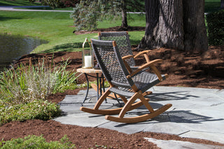 Eucalyptus and Rope Rocking Chair, Grey Rope