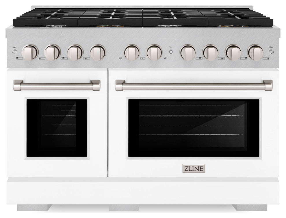 ZLINE 48" Gas Range, DuraSnow Steel With White Matte SGRS-WM-48