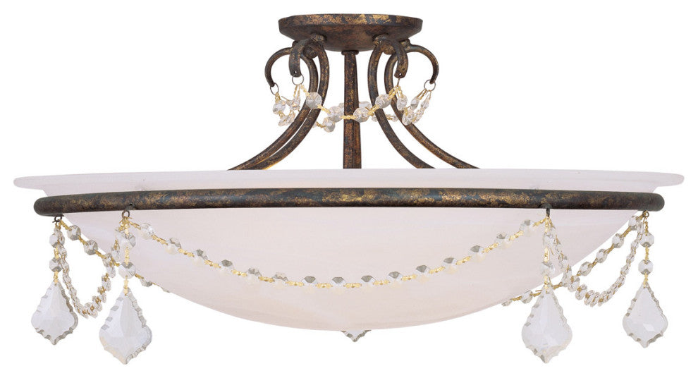 Livex 6526-71 4-Light Ceiling Mount, Hand Applied Venetian Golden Bronze