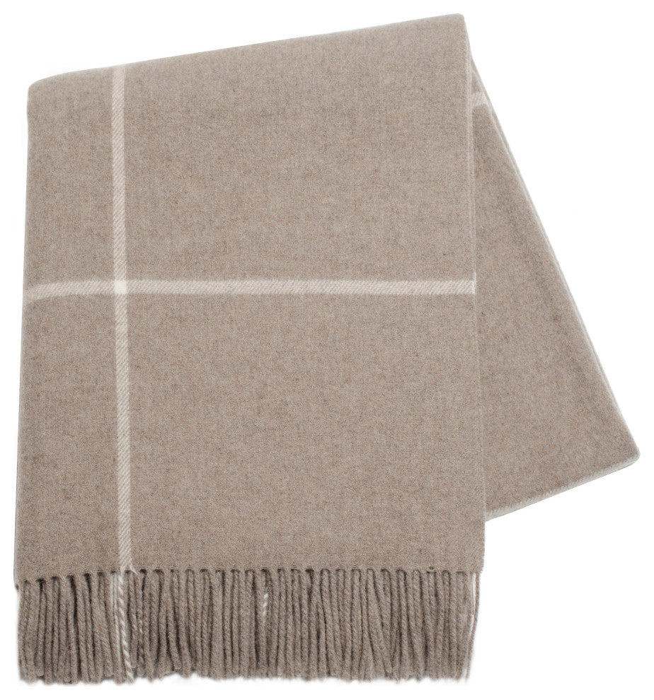 Windowpane Cashmere Throw, Taupe