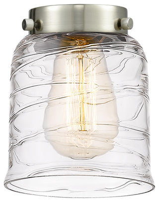 Edison Small Bell 25" Bath Vanity Light, Matte Black, Deco Swirl Shade