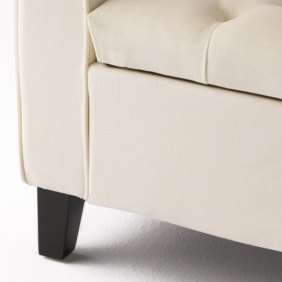 GDF Studio Keiko Contemporary Rolled Arm Velvet Storage Ottoman Bench