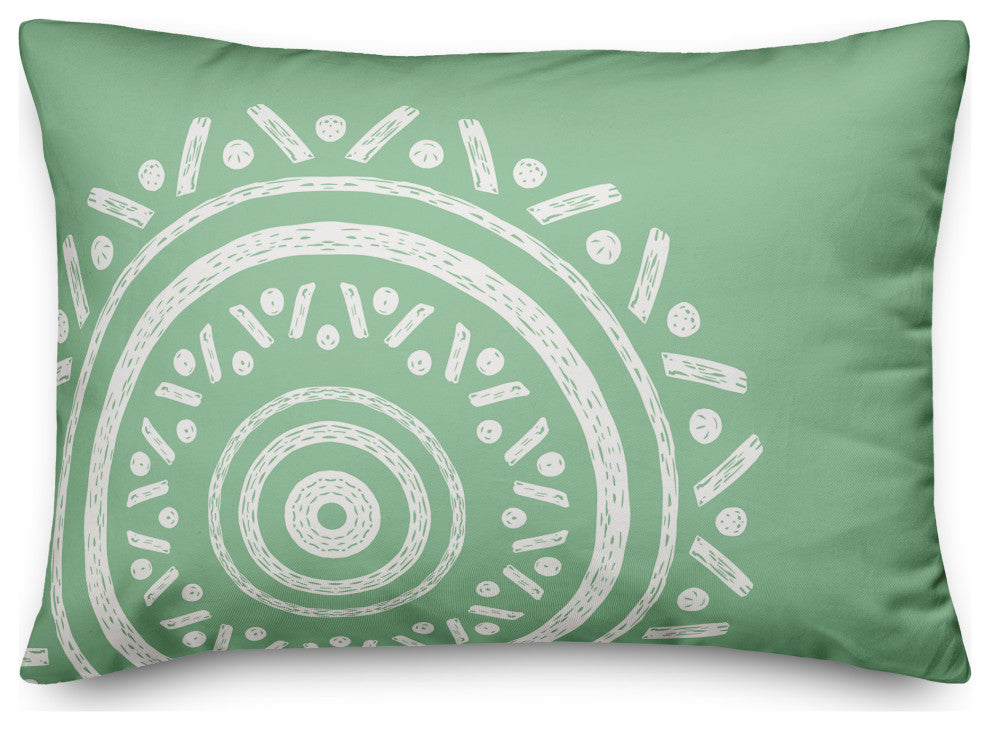 Simple Green Boho Circle 20x14 Indoor/Outdoor Pillow