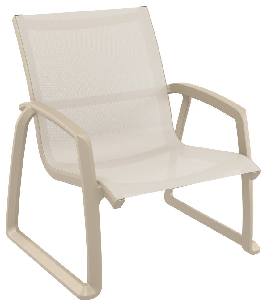 Pacific Club Arm Chair Frame Black Sling Set of 2, Taupe