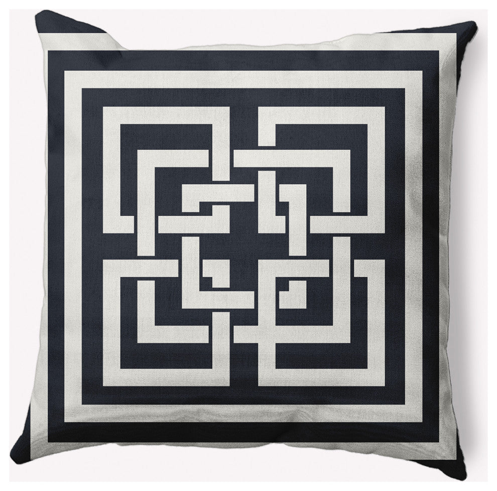 26x26" Greek New Key Nautical Decorative Indoor Pillow, Shark Blue