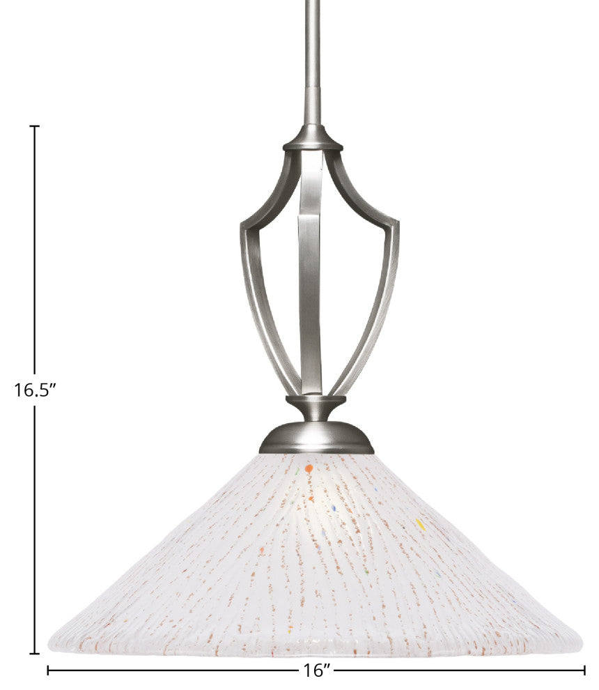 Zilo Pendant, Graphite, 16" Frosted Crystal Glass