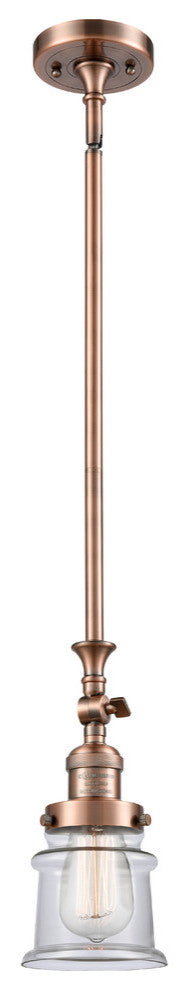 Small Canton 1-Light Mini Pendant, Antique Copper, Clear