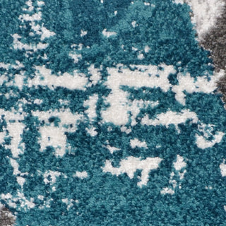 MACHINE MADE HEATSET POLYPROPYLENE AREA RUGS  - Silver Blue, Abstract Design, [Runner] 3'2''x10'