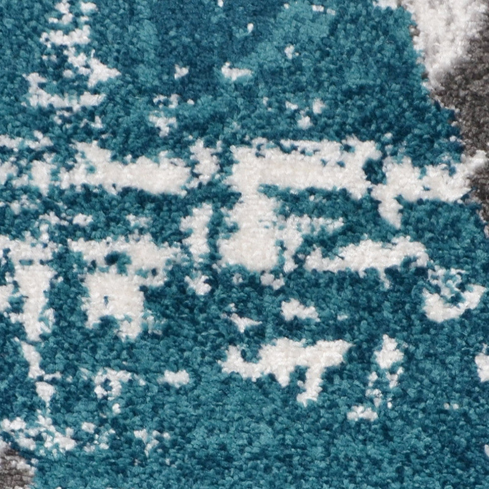 MACHINE MADE HEATSET POLYPROPYLENE AREA RUGS  - Silver Blue, Abstract Design, [Runner] 3'2''x10'