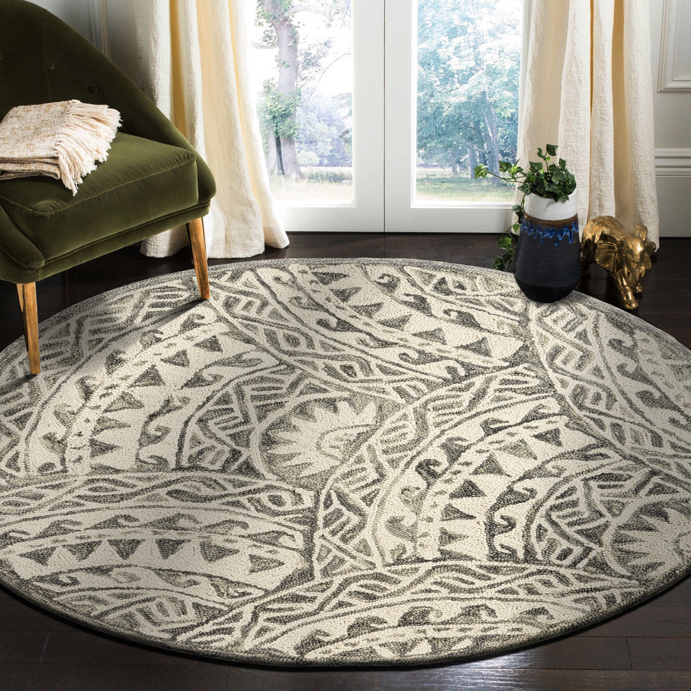 Geometric Waves Area Rug, 4' Round