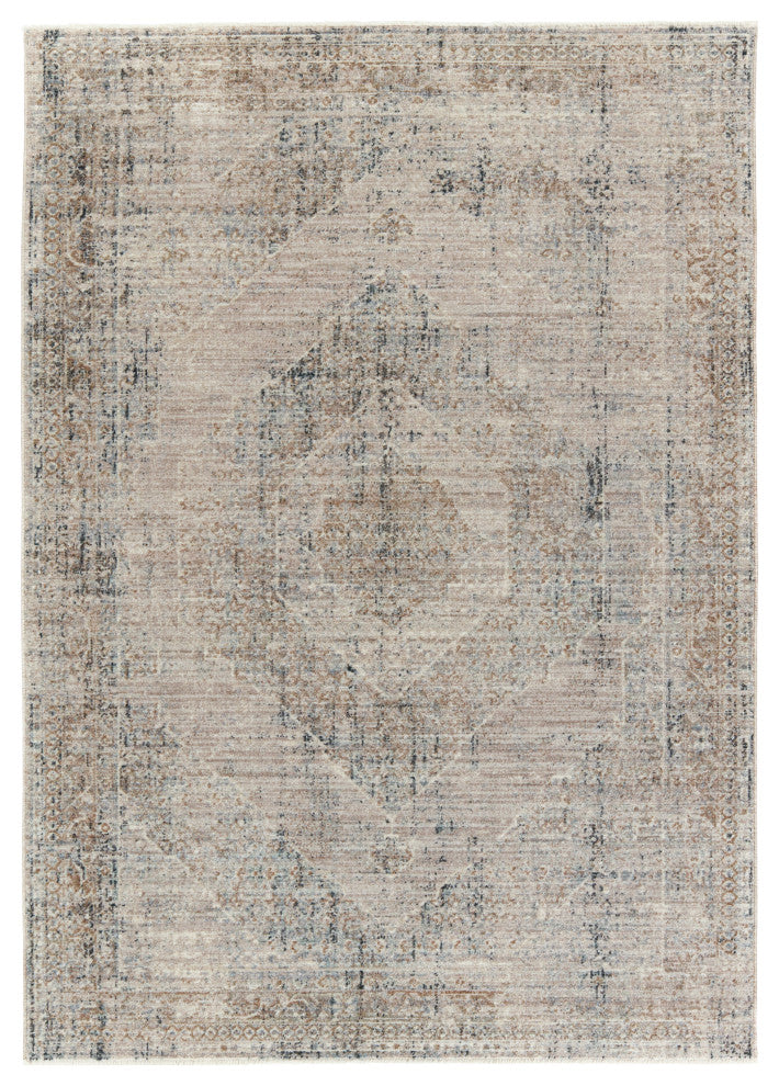 Vibe by Jaipur Living Adonia Medallion Taupe/ Blue Area Rug 4'X5'2"