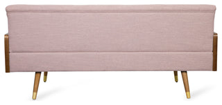 GDF Studio Aidan Mid-Century Modern Tufted Fabric Sofa, Light Blush/Dark Walnut