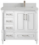 Aberdeen 36 Right Offset Bath Vanity in White 2" Carrara Quartz