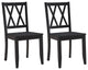 Set of 2 Double-X Back Wood Chairs, Black