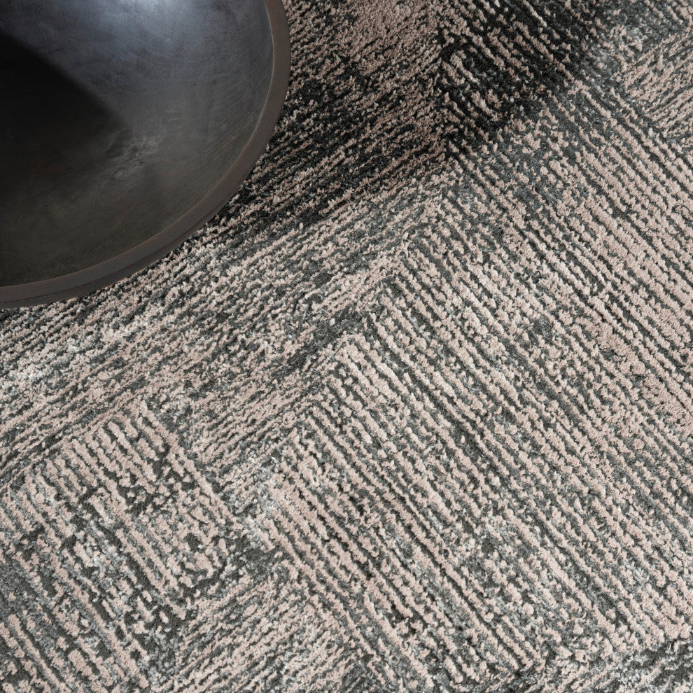 Calvin Klein CK024 Irradiant 9' x 12' Black Ivory Modern Indoor Area Rug