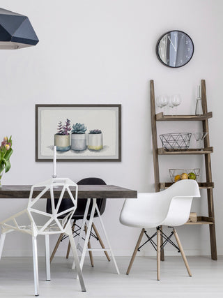 "Three Potted Succulents" Framed Painting Print