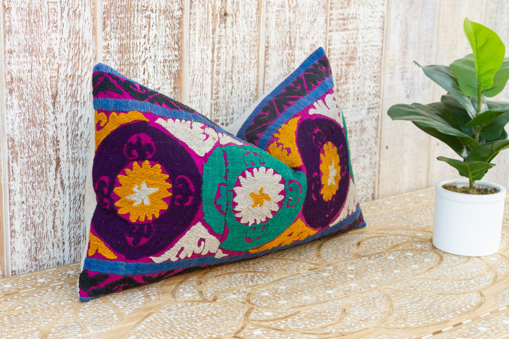 Kaderli Nurata Suzani Lumbar Pillow