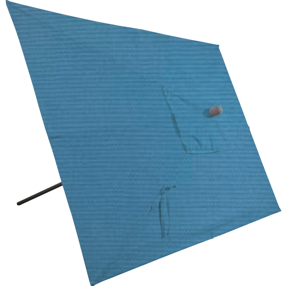 10'x6.5' Rectangular Auto Tilt Market Umbrella, Black Frame, Sunbrella, Sapphire Blue
