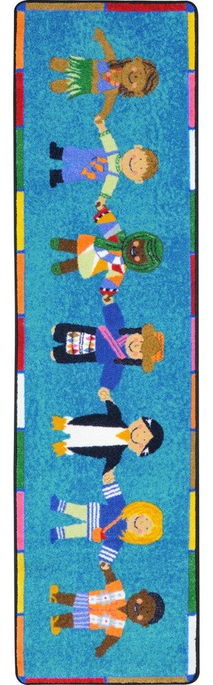 Kid Essentials Rug, Hands Around the World, 2'1"x7'8" Runner
