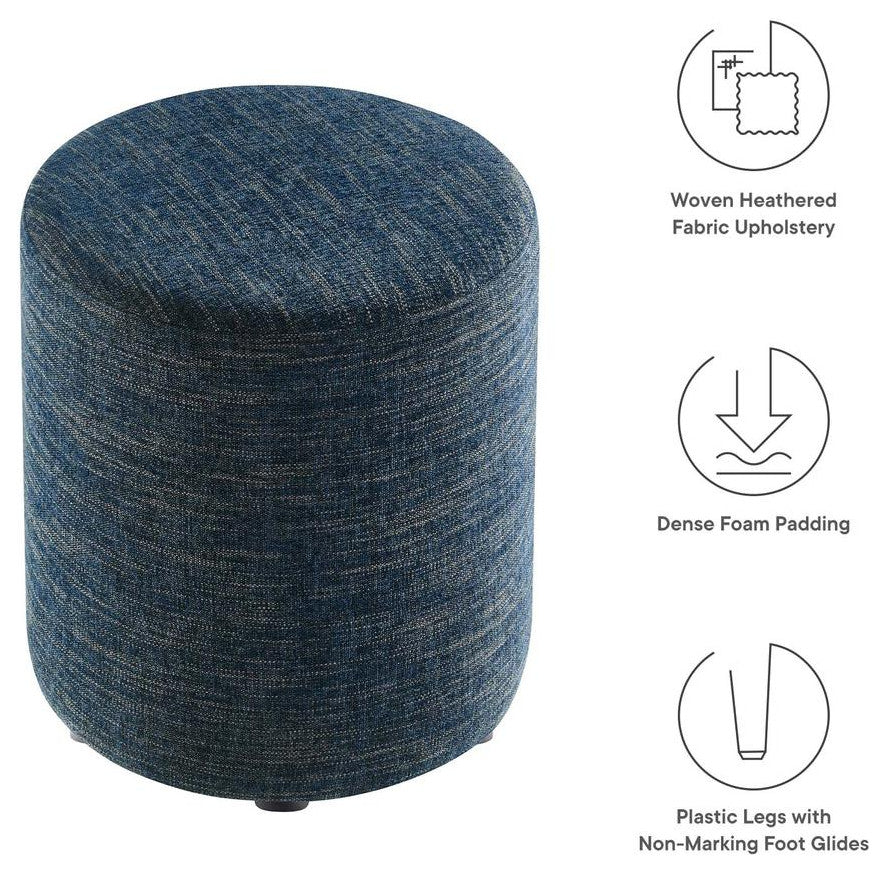 Callum 16 Round Woven Heathered Fabric Upholstered Ottoman