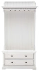 Classic White Hall Tree Coat Rack With Drawers
