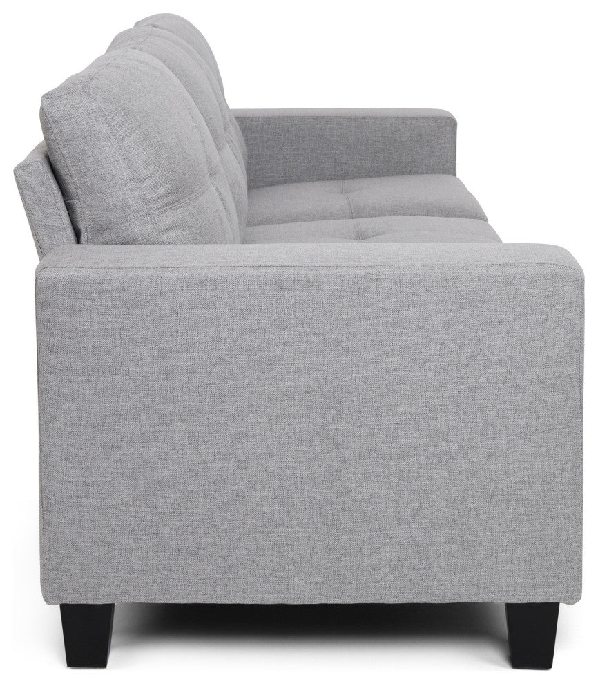Viviana Three Seater Sofa With Wood Legs, Gray, Natural