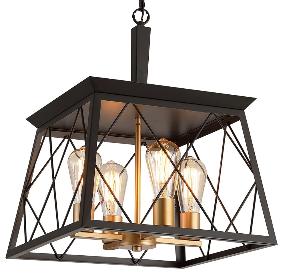 Industrial Farmhouse Chandelier 4 Light Pendant Ceiling Hanging Light Fixture