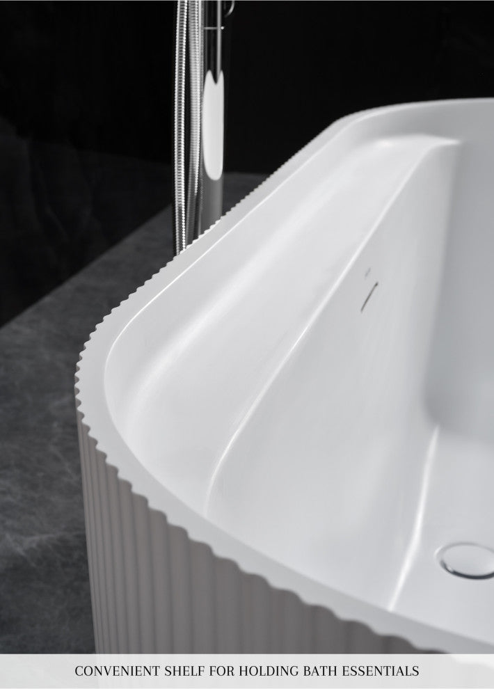 Momo Freestanding Acrylic Bathtub, White, 59 Inch.