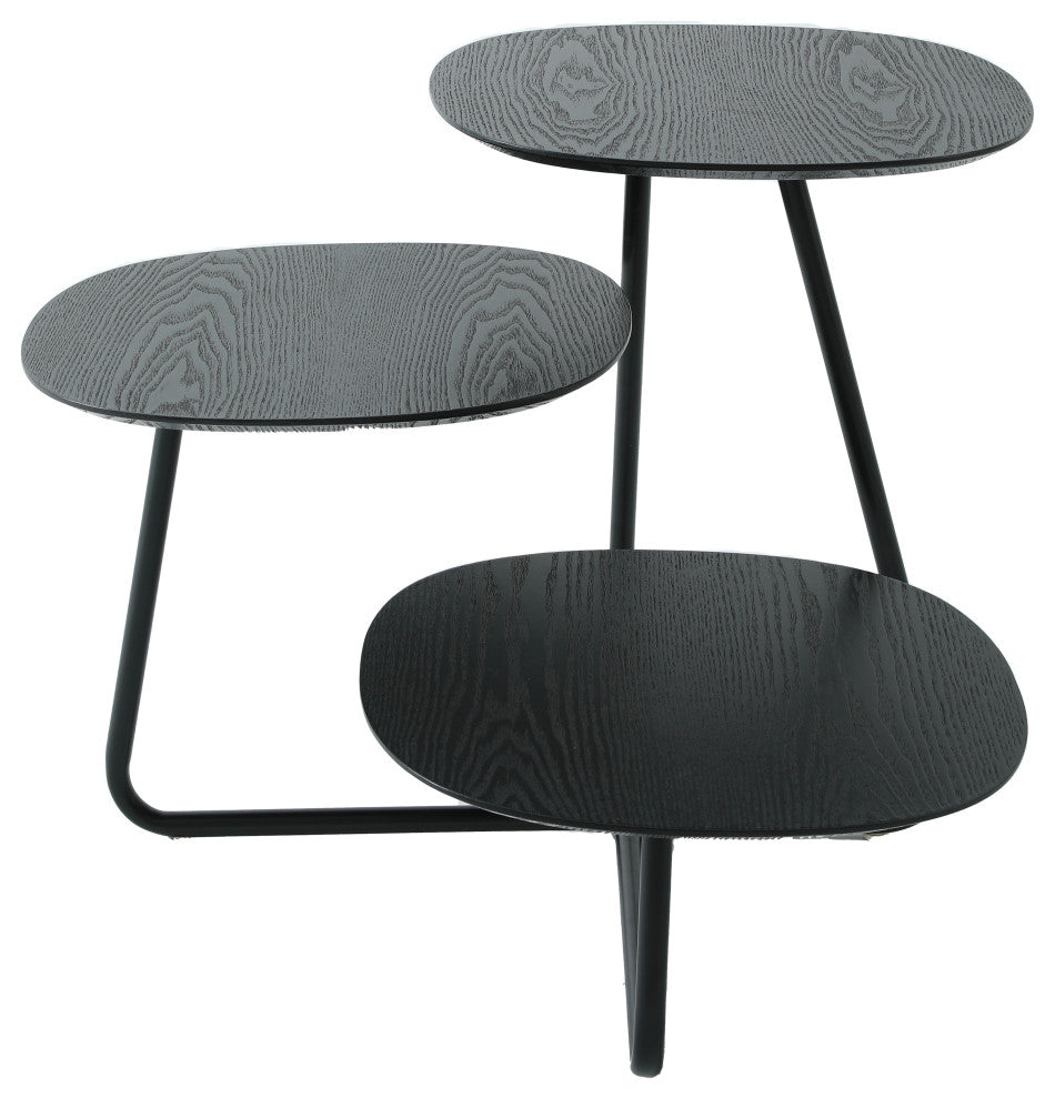 LeisureMod Hazelton End Table Manufactured Wood Top and Steel Base, Black