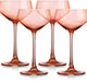 Set of Four Translucent Blush Coral Coupe Glasses