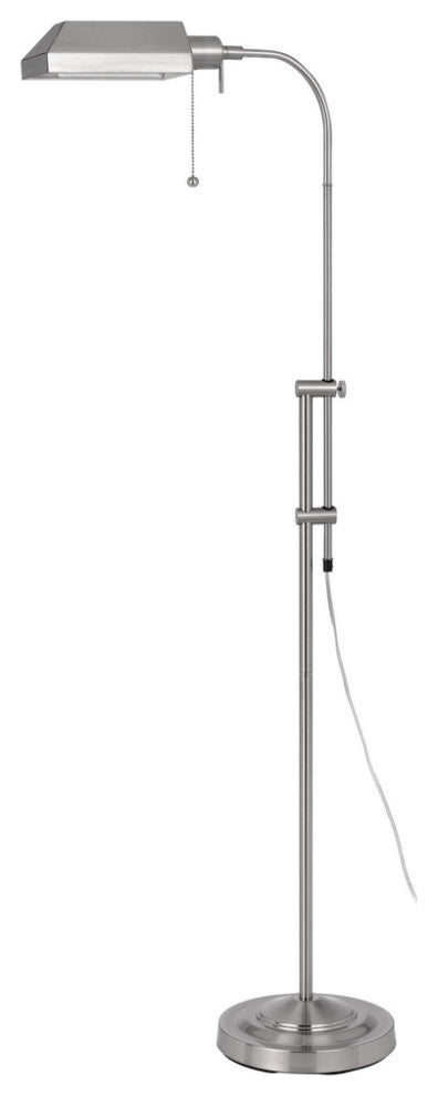 57" Nickel Adjustable Traditional Shaped Floor Lamp With Nickel Square Shade