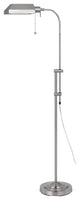 57" Nickel Adjustable Traditional Shaped Floor Lamp With Nickel Square Shade