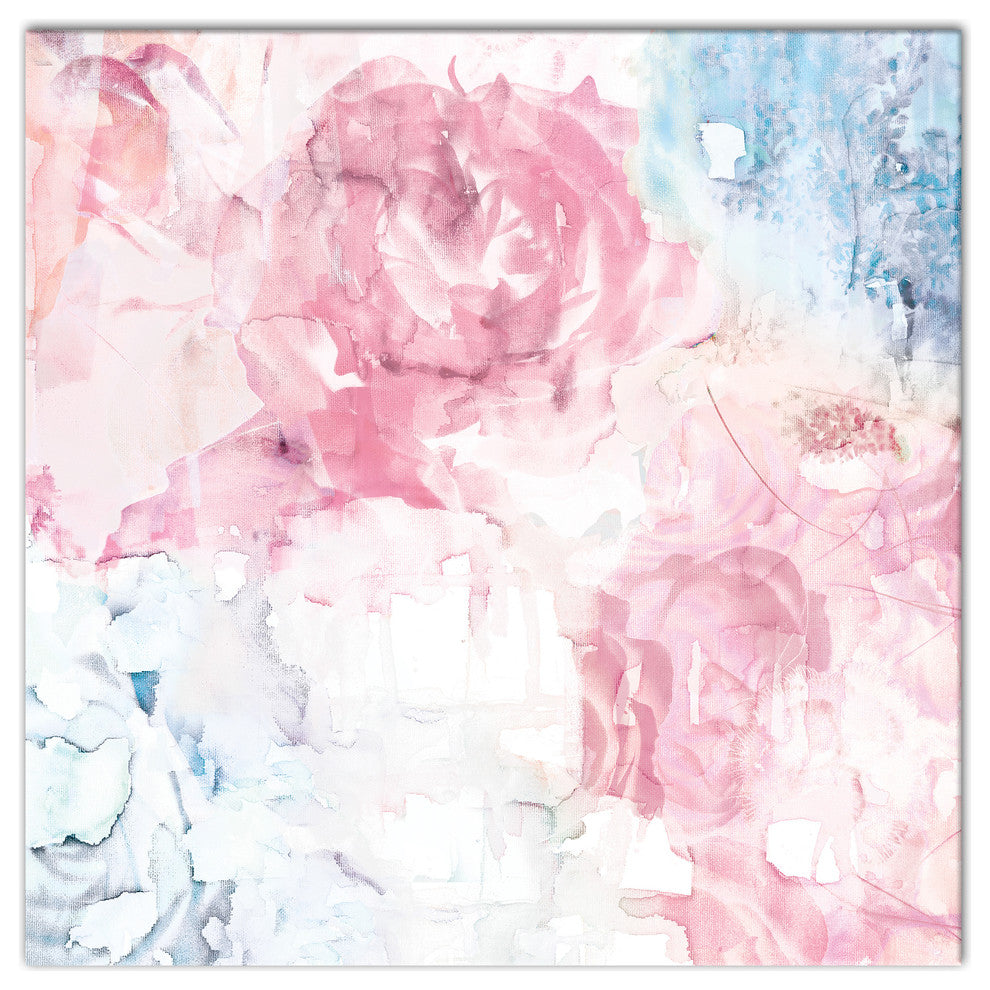 Pink Flower Watercolor 16x16 Canvas Wall Art