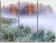 "Foggy Autumn Dawn Panorama" Metal Wall Art, 3 Panels, 36"x28"