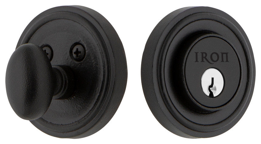 Ageless Iron Loch Rosette Single Cylinder Deadbolt, Black Iron